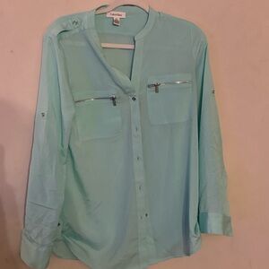 Calvin Klein Light Blue Blouse with Zipper Details